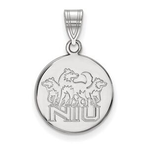 10k White Gold Northern Illinois U. Medium Disc Pendant